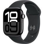 Apple Watch Series 10 Aluminium 42mm Αδιάβροχο με Παλμογράφο Jet Black με Black Sport Band M/L