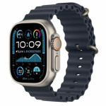 Apple Watch Ultra 2 2024 Titanium 49mm Αδιάβροχο με eSIM και Παλμογράφο Natural με Navy Ocean Band