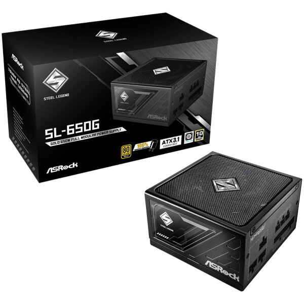 ASRock Steel Legend SL-650G 650W Μαύρο Τροφοδοτικό Υπολογιστή Full Modular 80 Plus Gold