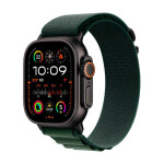 Apple Watch Ultra 2 2024 Titanium 49mm Αδιάβροχο με eSIM και Παλμογράφο Black με Dark Green Alpine Loop - Medium