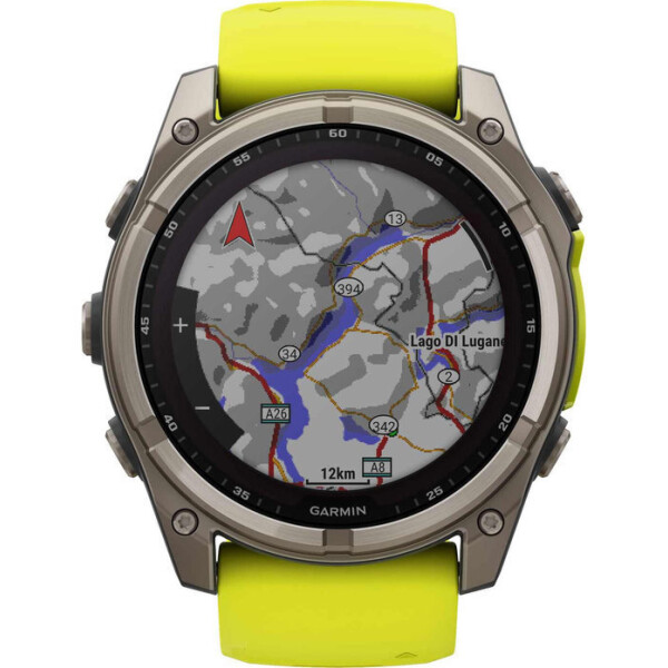 Garmin Fenix 8 Solar Titanium 51mm Αδιάβροχο Smartwatch με Παλμογράφο Sapphire Titanium With Amp Yellow/Graphite Silicone Band