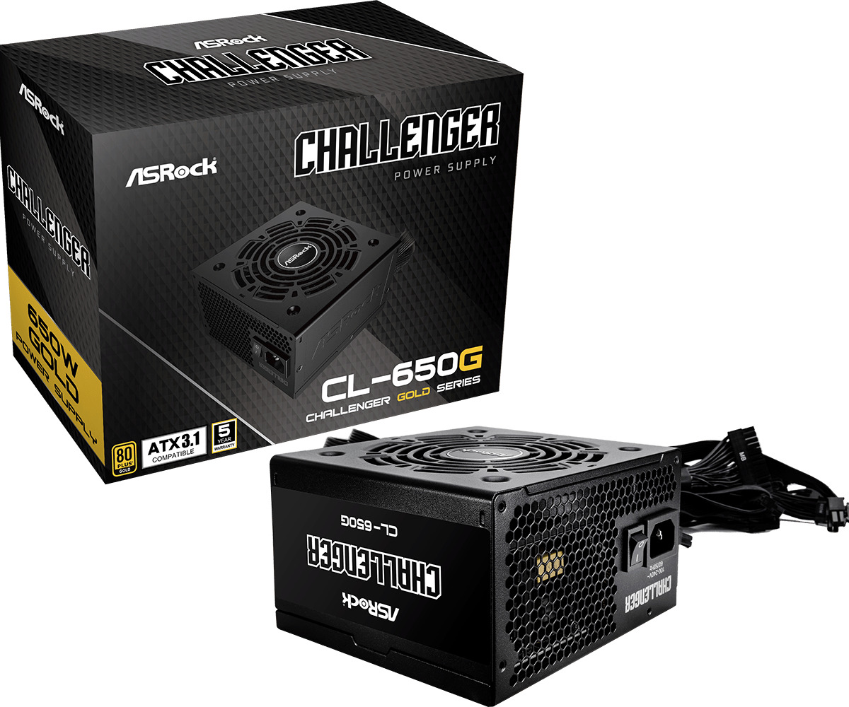 ASRock Challenger CL-650G 650W Μαύρο Τροφοδοτικό Υπολογιστή Full Wired 80 Plus Gold