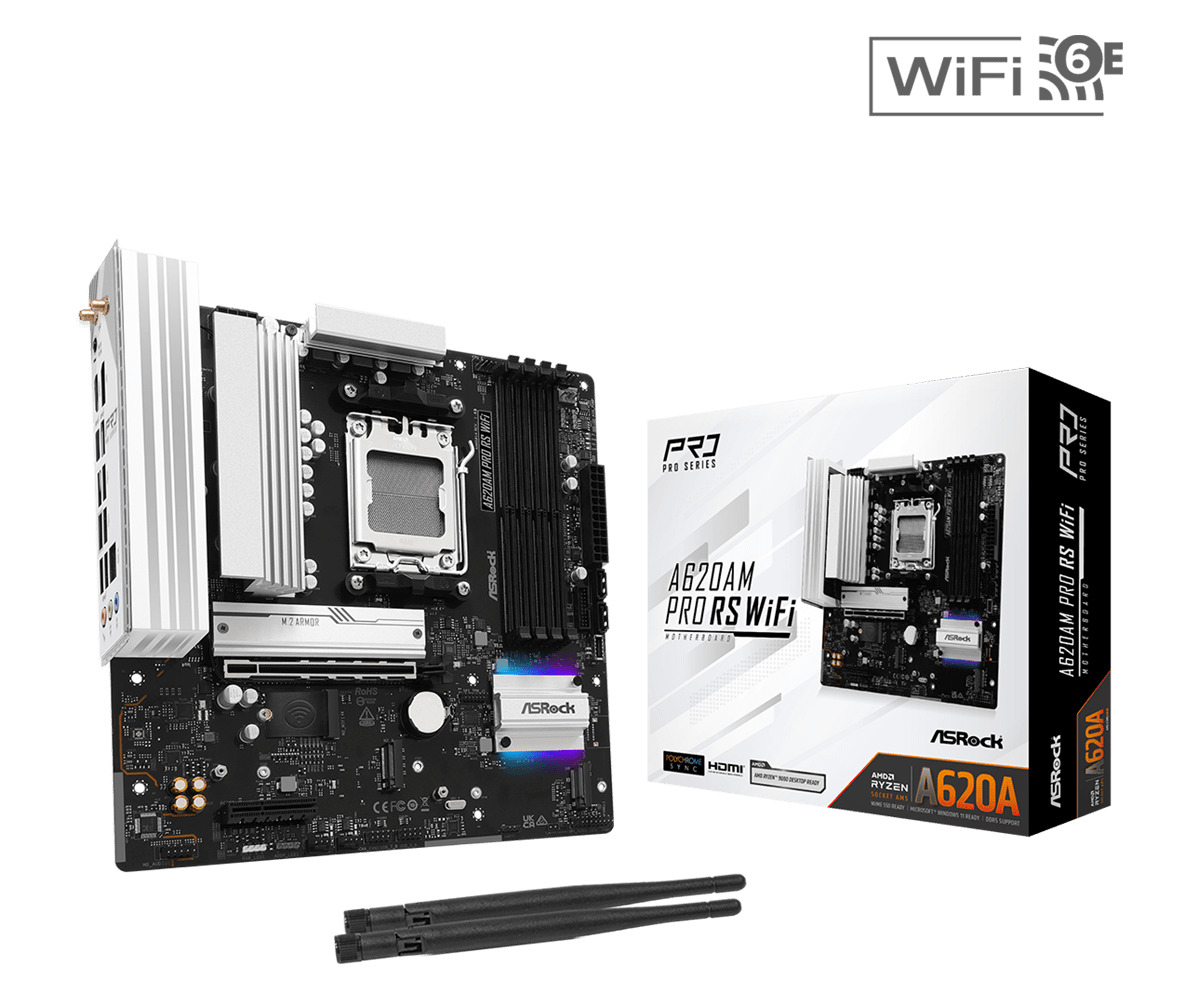 ASRock A620AM Pro RS WiFi Motherboard Micro ATX με AMD AM5 Socket 90-MXBSW0-A0UAYZ
