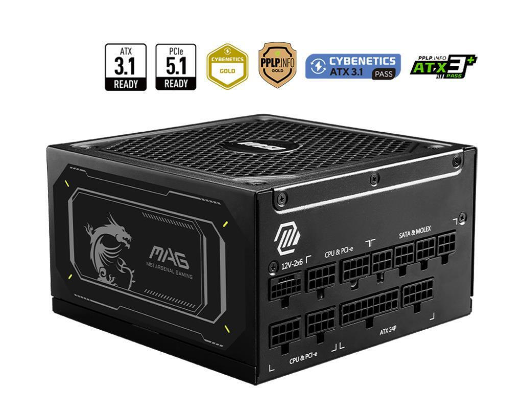 MSI MAG A1000GL PCIE5 II 1000W Μαύρο Τροφοδοτικό Υπολογιστή Full Modular 80 Plus Gold