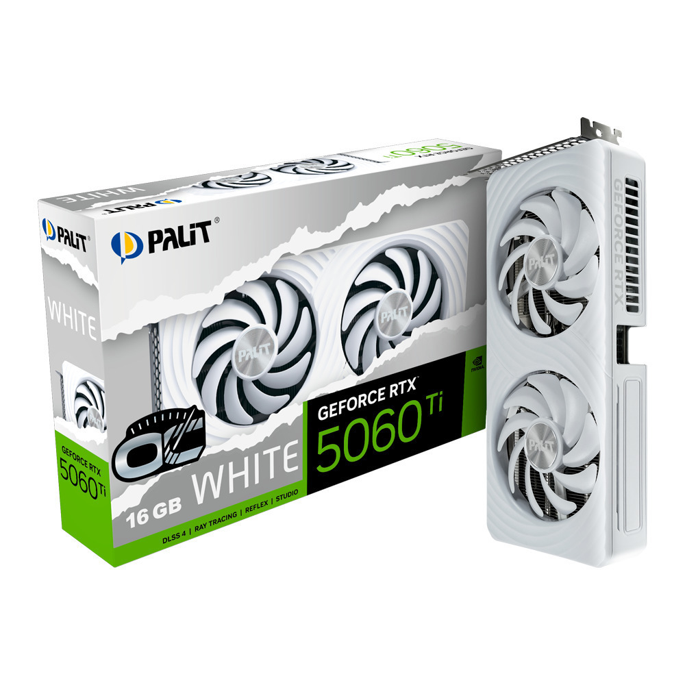 Palit GeForce RTX 5060 Ti 16GB GDDR7 White OC Κάρτα Γραφικών Κωδικός NE7506TU19T1-GB2061M