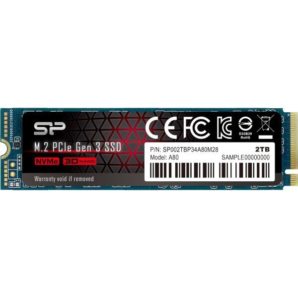 Silicon Power P34A80 SSD 2TB M.2 NVMe PCI Express 3.0 Κωδικός SP002TBP34A80M28