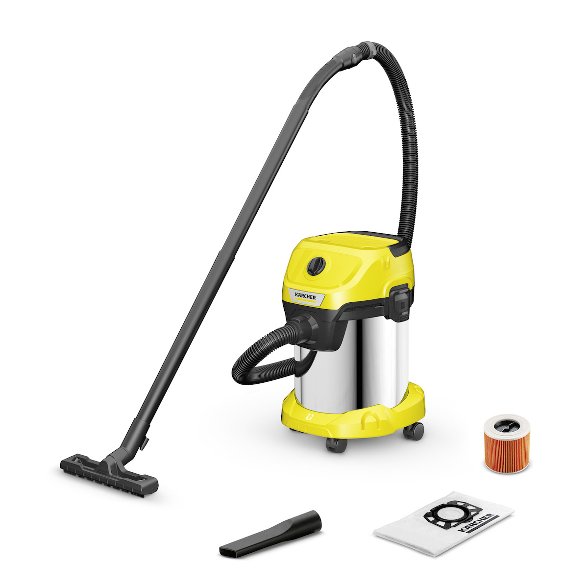 Karcher WD 3 S V-17/4/20 Σκούπα Υγρών / Στερεών 1000W με Ανοξείδωτο Κάδο 17lt Κωδικός 1.628-135.0