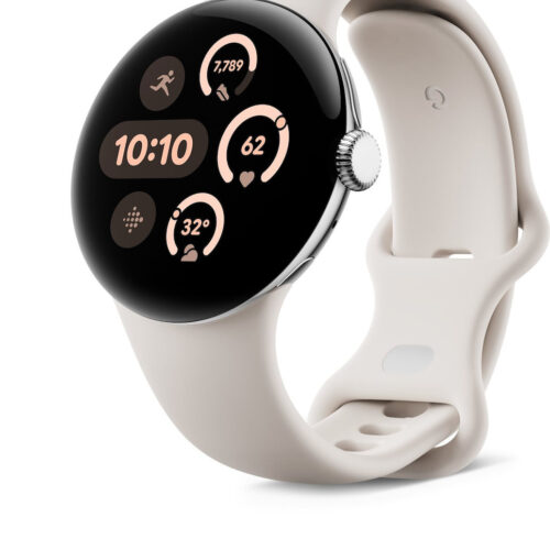 Google Pixel Watch 3 Aluminium 45mm Αδιάβροχο με Παλμογράφο Polished Silver Aluminum case / Porcelain Active Band