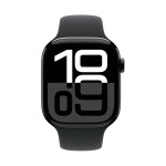 Apple Watch Series 10 Aluminium 46mm Αδιάβροχο με Παλμογράφο Jet Black με Black Sport Band S/M