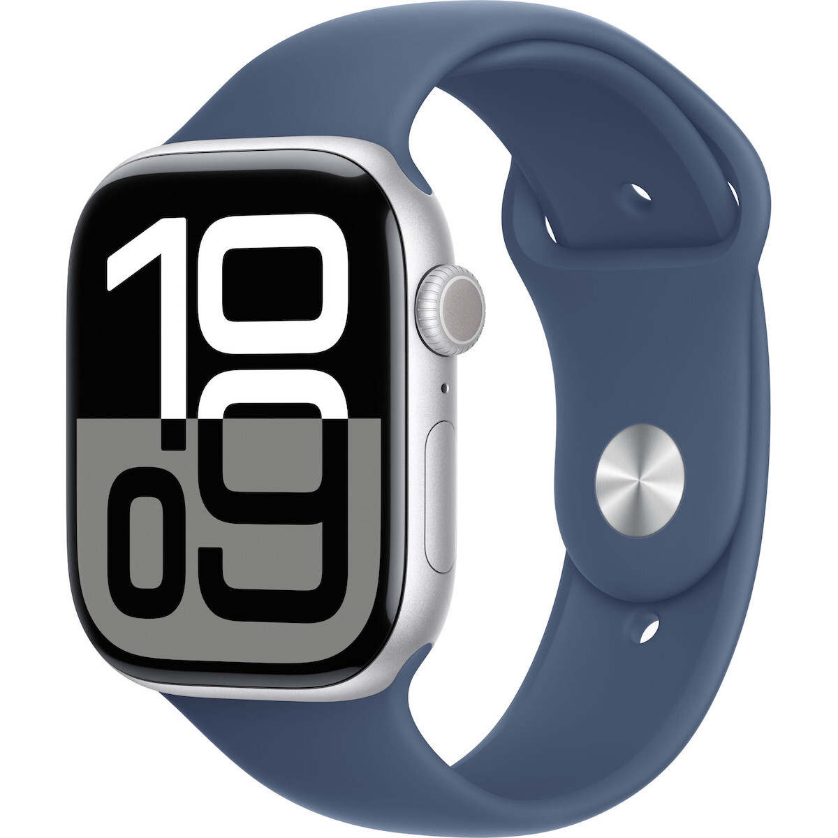 Apple Watch Series 10 Cellular Aluminium 46mm Αδιάβροχο με eSIM και Παλμογράφο Silver Aluminium Sport Band Denim