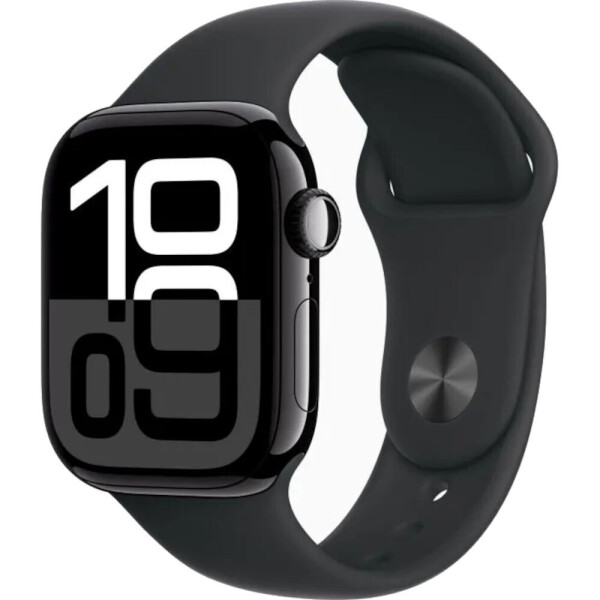 Apple Watch Series 10 Cellular Aluminium 42mm Αδιάβροχο με eSIM και Παλμογράφο Jet Black Aluminium Case with Sport Band S/M