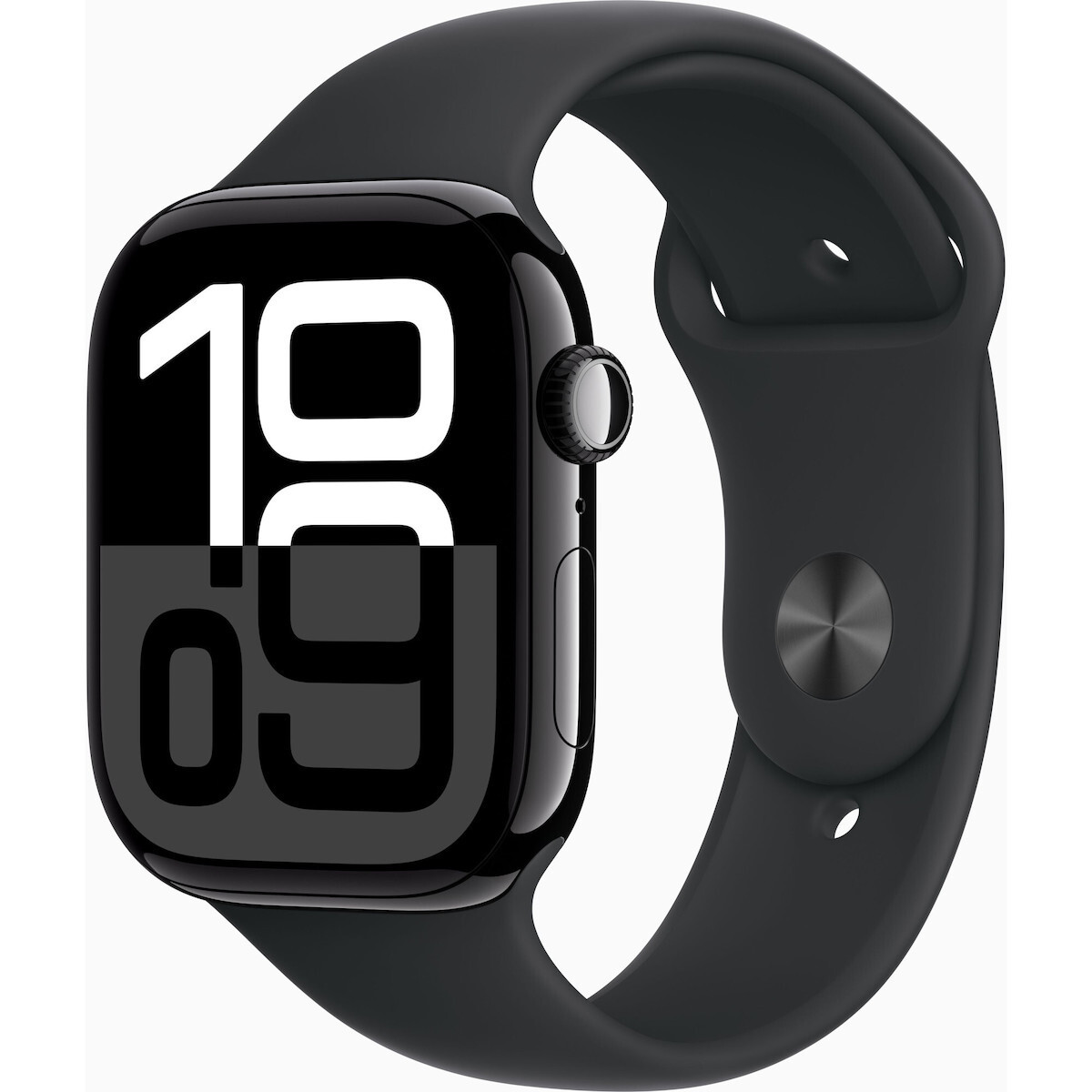Apple Watch Series 10 Cellular Aluminium 46mm Αδιάβροχο με eSIM και Παλμογράφο Sport Band Jet Black/Ink