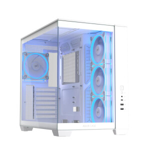 Asus A32 Plus Gaming Midi Tower Κουτί Υπολογιστή με Πλαϊνό Παράθυρο και ARGB Φωτισμό Λευκό
