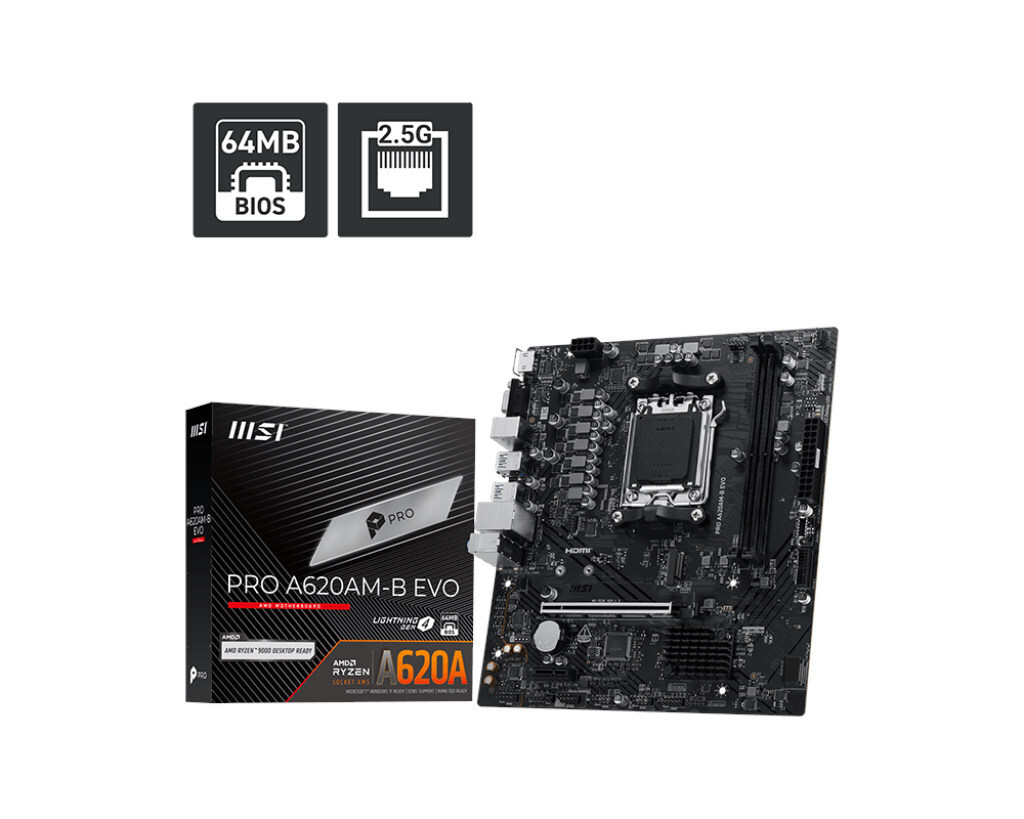 MSI Pro A620AMB Evo Motherboard Micro ATX με AMD AM5 Socket 7E36-001R