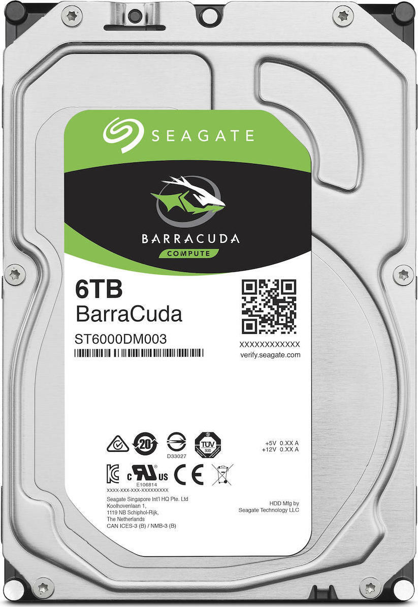 Seagate BarraCuda Desktop 6TB HDD Σκληρός Δίσκος 3.5 SATA III 5400rpm με 256MB Cache για Desktop Κωδικός ST6000DM003