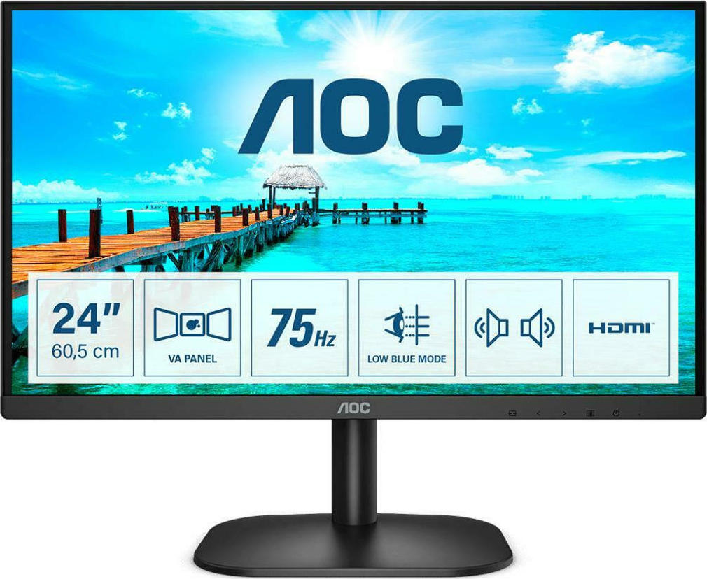 AOC 24B2XDAM VA Monitor 23.8 FHD 1920x1080 με Χρόνο Απόκρισης 4ms GTG