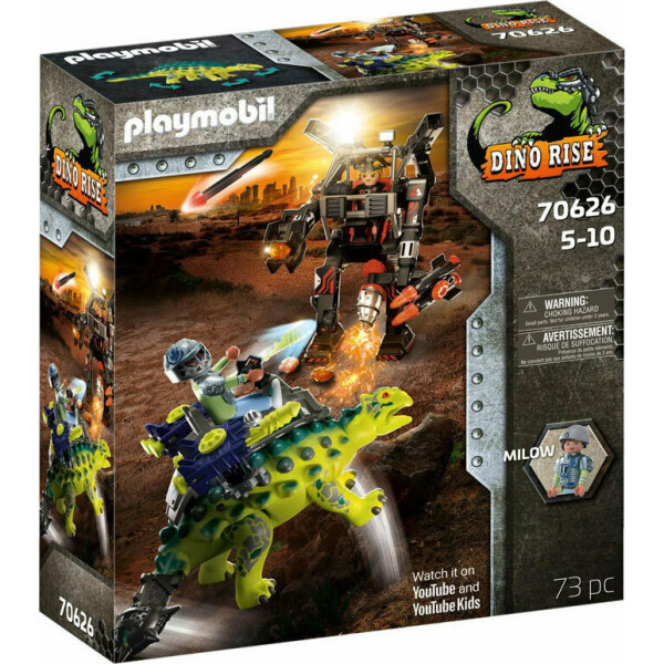 Playmobil Dino Rise Αγκυλόσαυρος με Μαχητή εναντίον Ρομπότ για 5-10 ετών