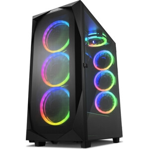 Sharkoon REV300 Gaming Midi Tower Κουτί Υπολογιστή με Πλαϊνό Παράθυρο και RGB Φωτισμό Μαύρο
