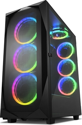 Sharkoon REV300 Gaming Midi Tower Κουτί Υπολογιστή με Πλαϊνό Παράθυρο και RGB Φωτισμό Μαύρο