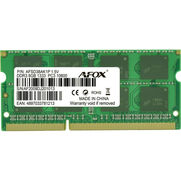 Afox DDR3 με Module 1x8GB και Ταχύτητα 1333 για Laptop Κωδικός AFSD38AK1P
