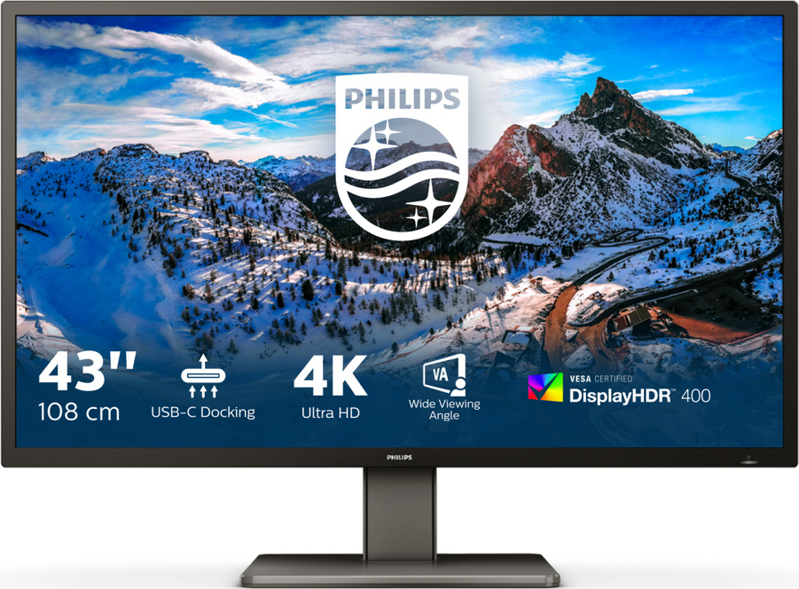 Philips 439P1 VA HDR Monitor 42.5 4K 3840x2160 με Χρόνο Απόκρισης 4ms GTG