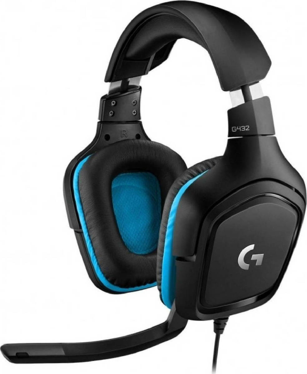 Logitech G432 7.1 Over Ear Gaming Headset με σύνδεση 3.5mm / USB Μπλε