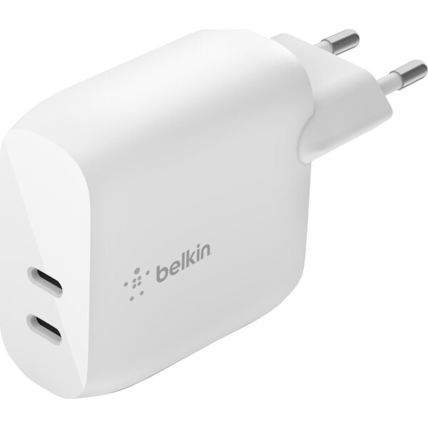 Belkin Φορτιστής Χωρίς Καλώδιο με 2 Θύρες USB-C 20W Power Delivery Λευκός Boost Charge WCB006VFWH