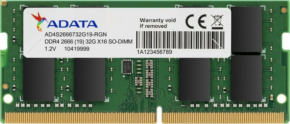 Adata Premier DDR4 με Module 1x32GB και Ταχύτητα 3200 για Laptop Κωδικός AD4S320032G22-SGN