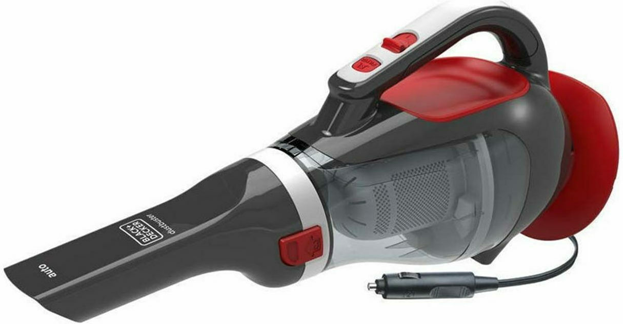 Black Decker Σκουπάκι Αυτοκινήτου Στερεών με Ισχύ 12W Καλώδιο Αναπτήρα 12V Gray Red Κωδικός ADV1200