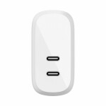 Belkin Φορτιστής Χωρίς Καλώδιο με 2 Θύρες USB-C 20W Power Delivery Λευκός Boost Charge WCB006VFWH