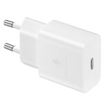 Samsung Φορτιστής με Θύρα USB-C και Καλώδιο USB-C - USB-C 15W Power Delivery Λευκός EP-T1510X