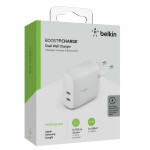 Belkin Φορτιστής Χωρίς Καλώδιο με 2 Θύρες USB-C 20W Power Delivery Λευκός Boost Charge WCB006VFWH