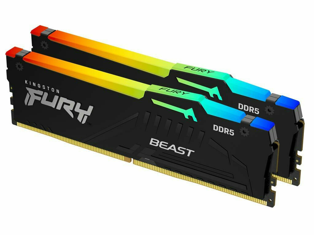 Kingston Fury Beast RGB DDR5 64GB RAM με 2x32GB Modules και Ταχύτητα 5600 για Desktop Κωδικός KF556C40BBAK2-64