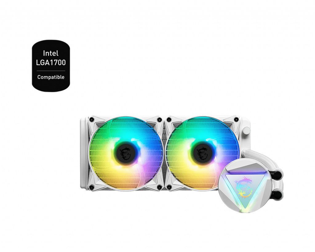 MSI MAG CoreLiquid 240R V2 v2 Υδρόψυξη Επεξεργαστή Διπλού Ανεμιστήρα 120mm για Socket AM4/AM5/1700/1200/115x με ARGB Φωτισμό Λευκή