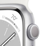 Apple Watch Series 8 Cellular Aluminium 45mm Αδιάβροχο με eSIM και Παλμογράφο Silver with White Sport Band