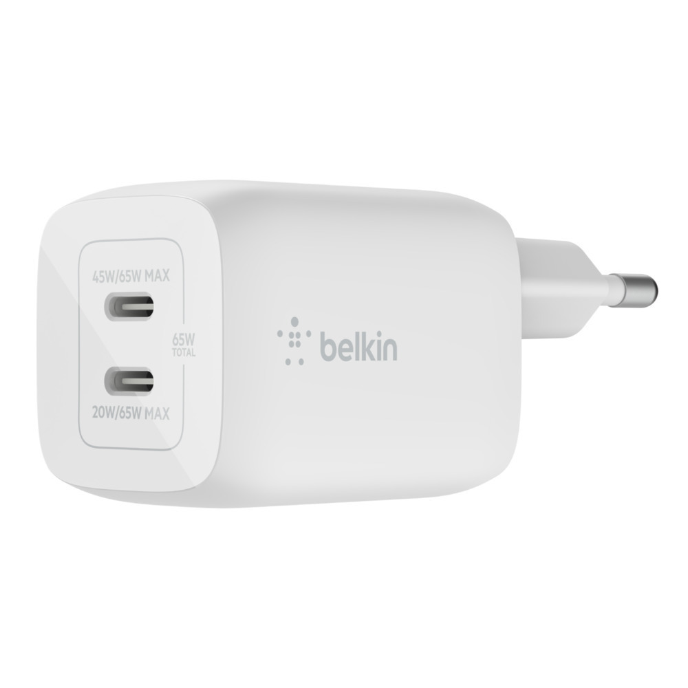 Belkin Φορτιστής Χωρίς Καλώδιο με 2 Θύρες USB-C 65W Power Delivery Λευκός Boost Charge Pro