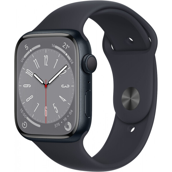 Apple Watch Series 8 Cellular Aluminium 41mm Αδιάβροχο με eSIM και Παλμογράφο Midnight with Midnight Sport Band