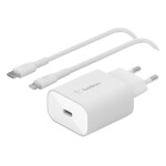 Belkin Φορτιστής με Θύρα USB-C και Καλώδιο Lightning 25W Power Delivery Λευκός WCA004VF1MWH-B5