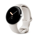 Google Pixel Watch Stainless Steel 41mm με Παλμογράφο Polished Silver case/Chalk Active band