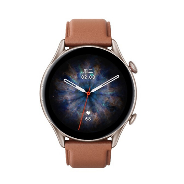 Amazfit GTR 3 Pro Aluminium 46mm Αδιάβροχο Smartwatch με Παλμογράφο Brown Leather