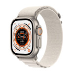 Apple Watch Ultra Titanium 49mm Αδιάβροχο με eSIM και Παλμογράφο Starlight Alpine Loop Large