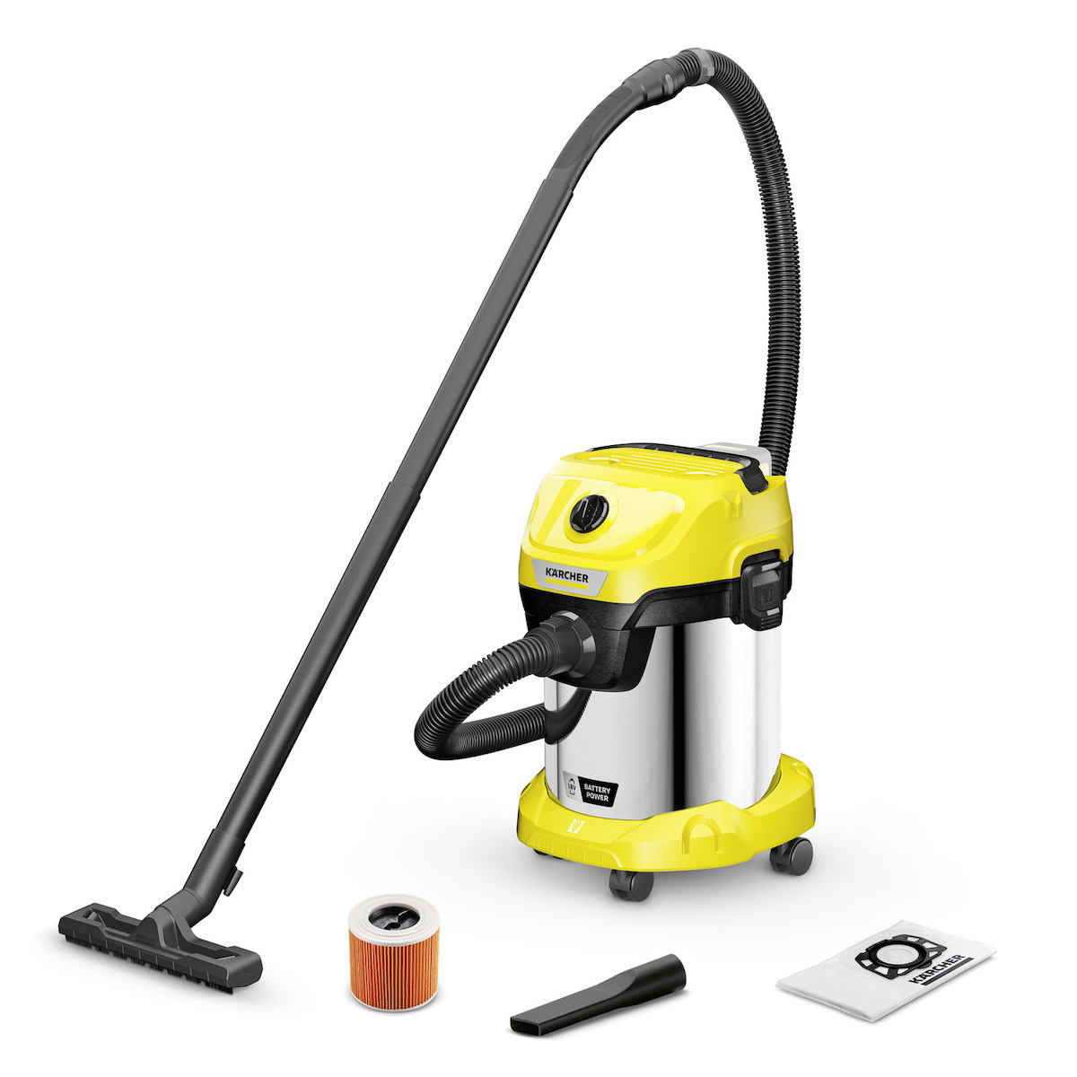 Karcher WD 3-18 S Σκούπα Υγρών / Στερεών 225W με Πλαστικό Κάδο 17lt Κωδικός 1.628-575.0