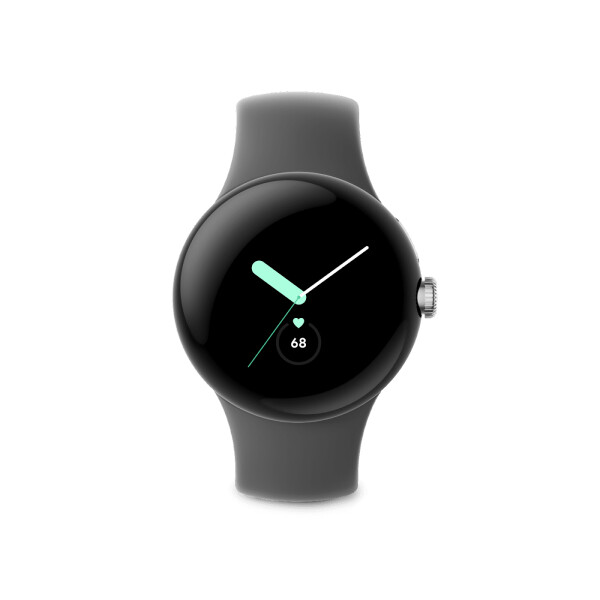 Google Pixel Watch LTE Stainless Steel 41mm με eSIM και Παλμογράφο Polished Silver case/Charcoal Active band