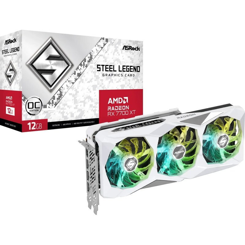 ASRock Radeon RX 7700 XT 12GB GDDR6 Steel Legend OC Κάρτα Γραφικών Κωδικός 90-GA4PZZ-00UANF