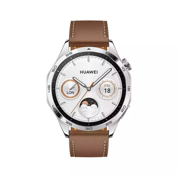 Huawei Watch GT 4 Stainless Steel 46mm Αδιάβροχο με Παλμογράφο Brown Leather Strap