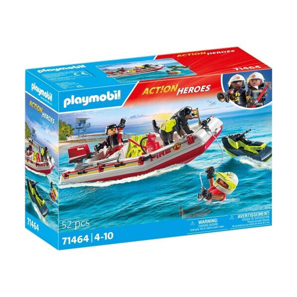 Playmobil Action Heroes Φουσκωτό Σκάφος Πυροσβεστικής Με Θαλάσσιο Scooter για 4-10 ετών