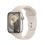 Apple Watch Series 9 Aluminium 45mm Αδιάβροχο με Παλμογράφο Starlight με Starlight Sport Band S/M