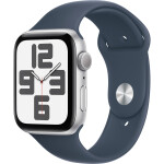 Apple Watch SE 2023 Aluminium 44mm Αδιάβροχο με Παλμογράφο Silver with Storm Blue Sport Band