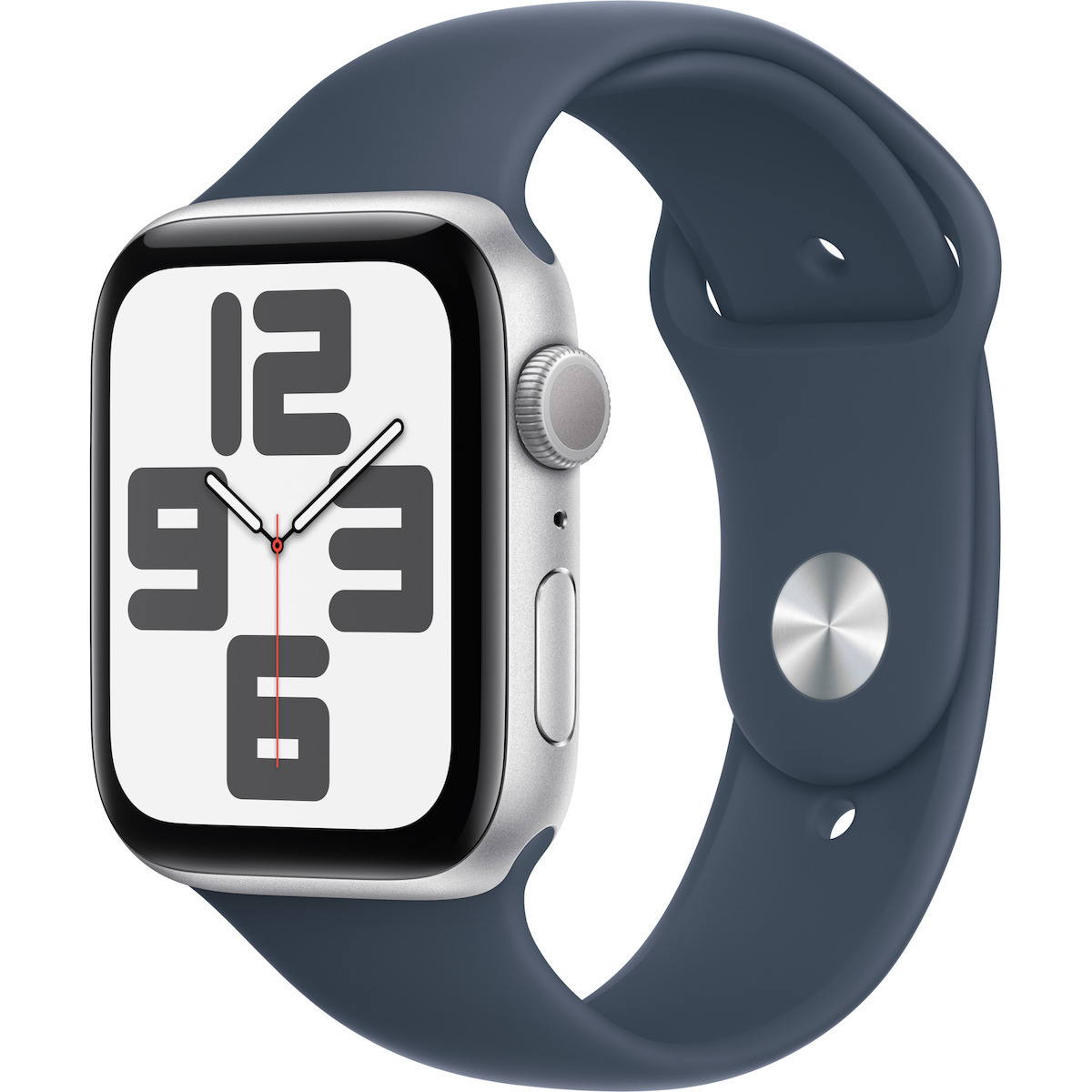 Apple Watch SE 2023 Aluminium 44mm Αδιάβροχο με Παλμογράφο Silver with Storm Blue Sport Band