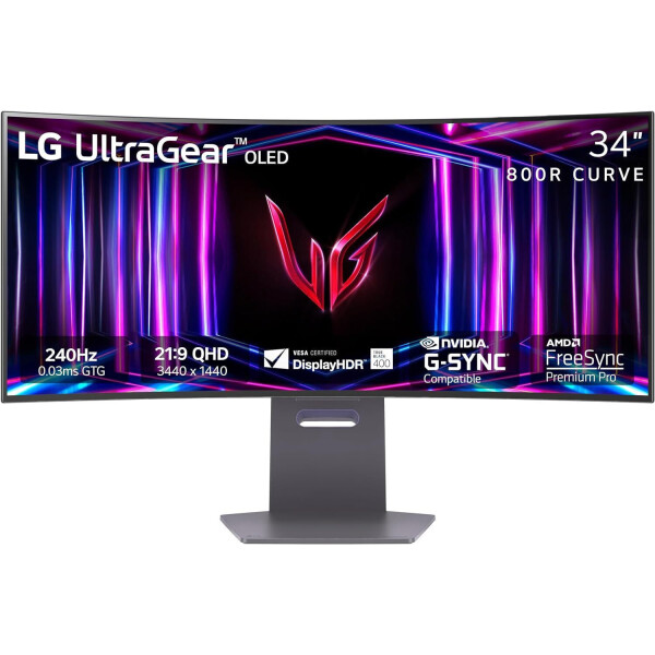 LG 34GS95QE UltraGear Ultrawide OLED HDR Curved Gaming Monitor 34 QHD 3440x1440 240Hz με Χρόνο Απόκρισης 0.03ms GTG